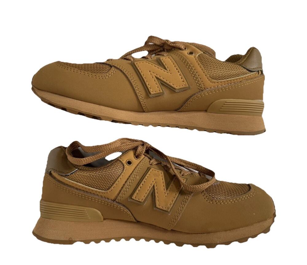 New Balance 574 Wheat Kids Lace-Up Low Top Athletic Sneakers Rubber Outsole